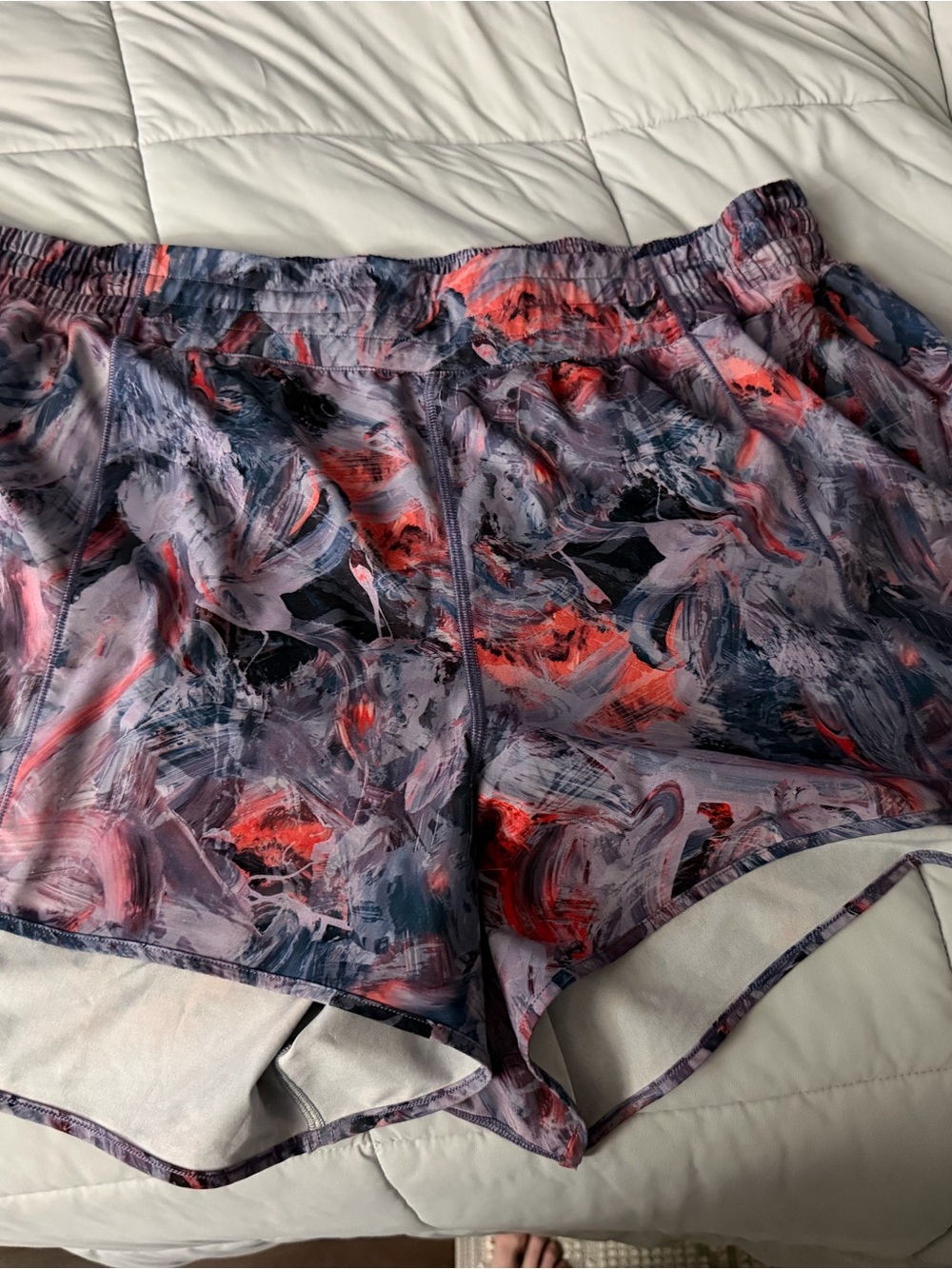 lululemon Women’s Abstract Print Athletic Shorts in Purple, Coral, and Navy